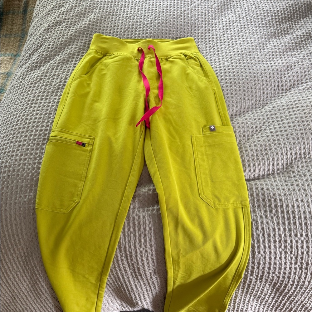 Figs Yellow Sweatpants with Pink Accents